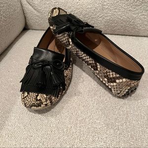 Tod’s Tasseled Snake-Effect Leather Loafers